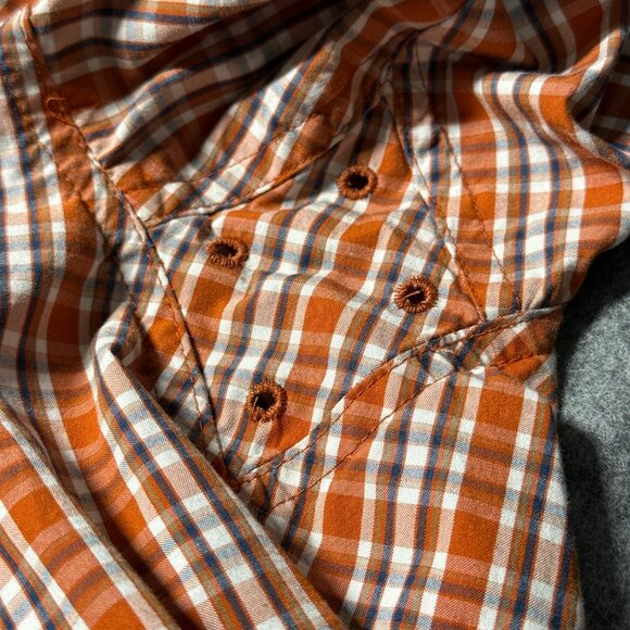Ariat Pro Series Shirt - Size Medium - Orange Plaid - Long Sleeve Button Up - Picture 7 of 14